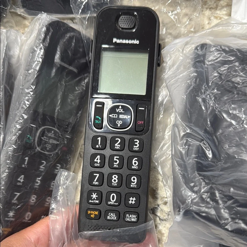 Panasonic Black Cordless Phone System with Four Handsets, KX-TGF344